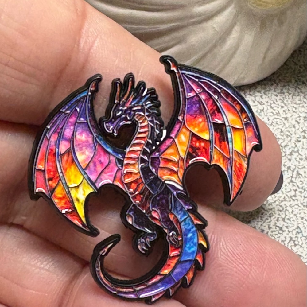Stunning Colorful Dragon Reptile enamel pin